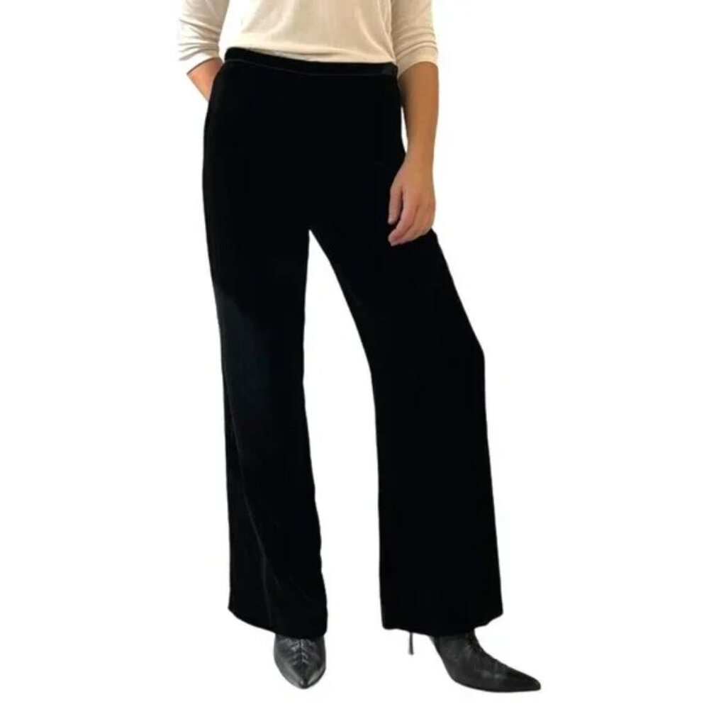 Ann Taylor Black Silk Blend Velvet Y2K Pants 10